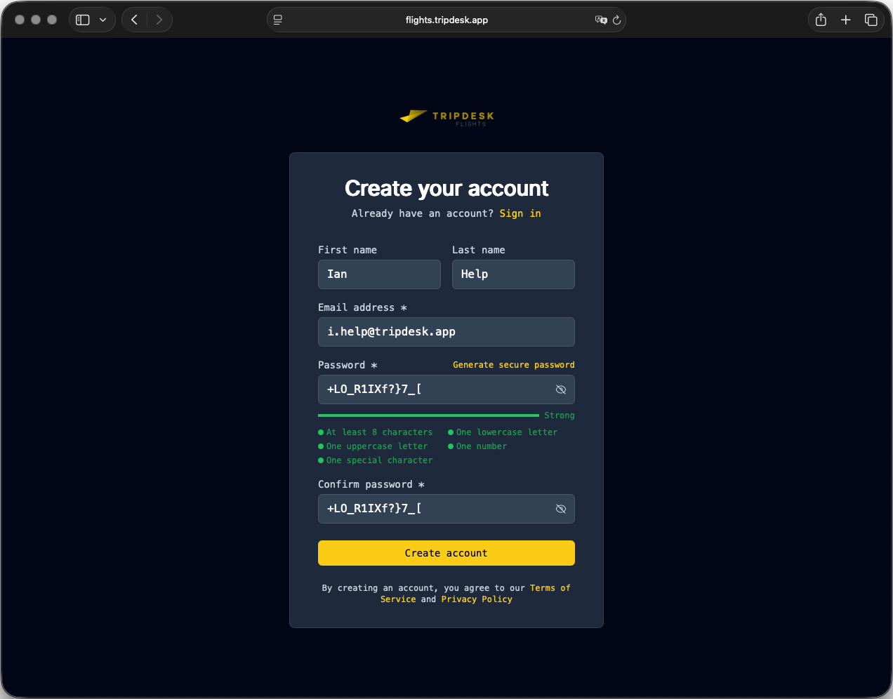 Create user