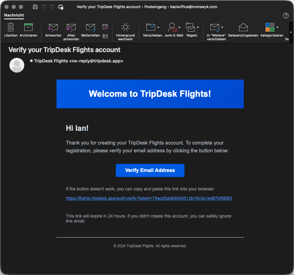 Verification email