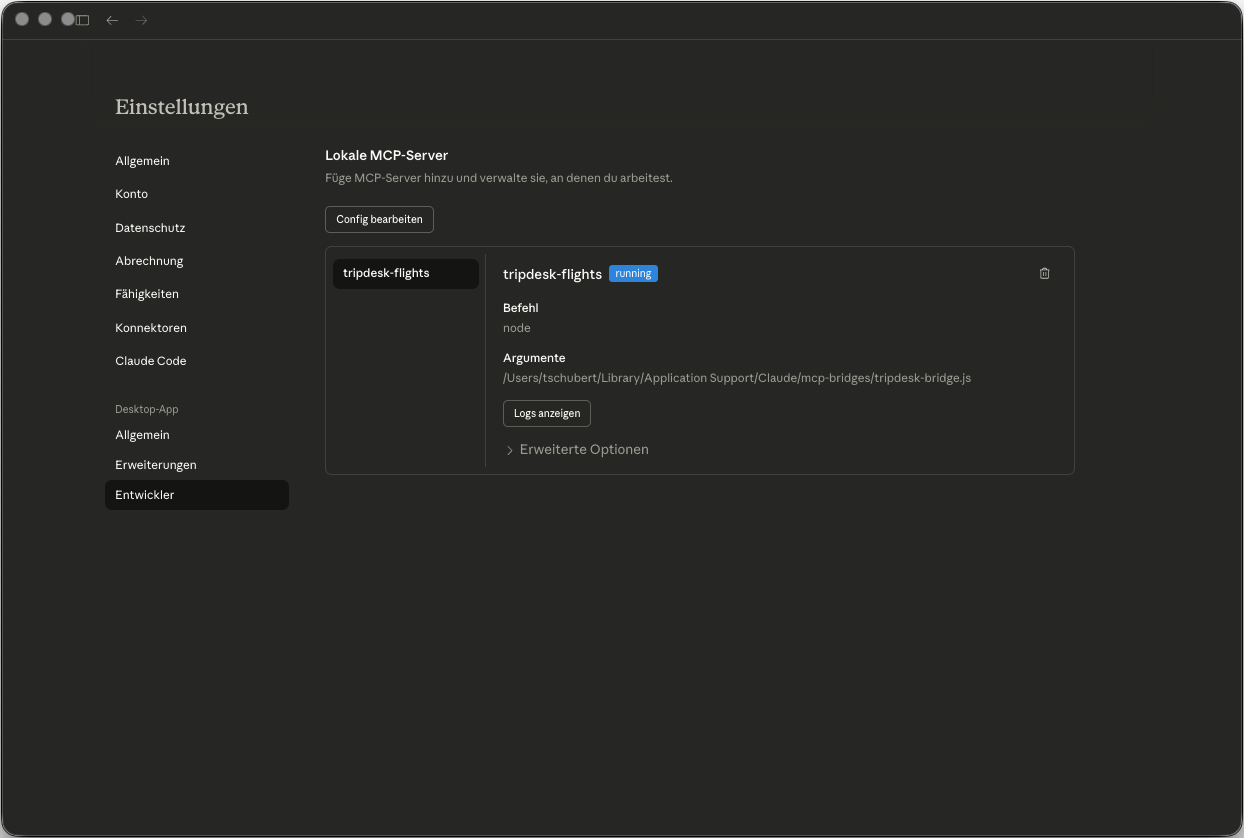 Claude Desktop: Settings